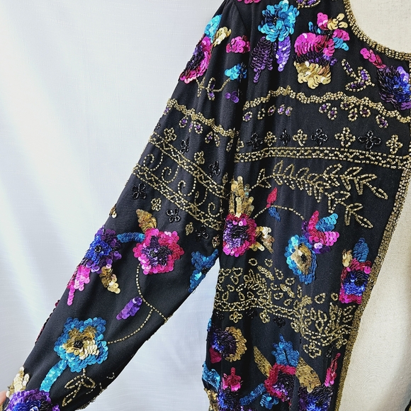 Vintage Plus Drapers + Damons Sequin Floral Jacket size 1X - Picture 4 of 10